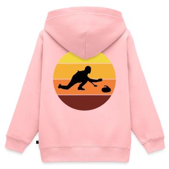 Stone Curling Wintersport 80er Jahre Stil Retro Vintage - Kinder Premium Organic Zip Hoodie - Rosa - Hinten - AI Model Kid Female (0cm)
