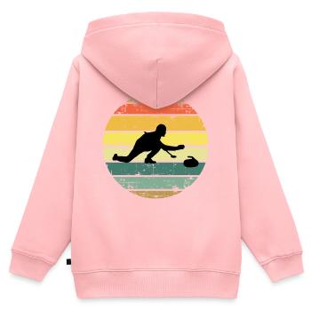 Stone Curling Wintersport 80er Jahre Stil Retro Vintage - Kinder Premium Organic Zip Hoodie - Rosa - Hinten - AI Model Kid Female (0cm)