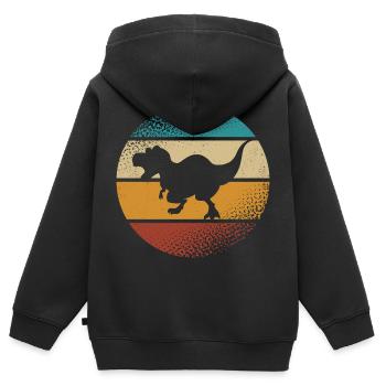 T-Rex - Sweat Premium à capuche zippé enfant bio - noir - Dos - AI Model Kid Male (0cm)