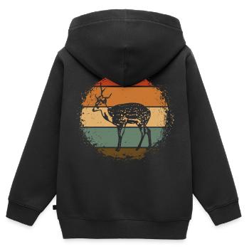 Chevreuil - Sweat Premium à capuche zippé enfant bio - noir - Dos - AI Model Kid Male (0cm)