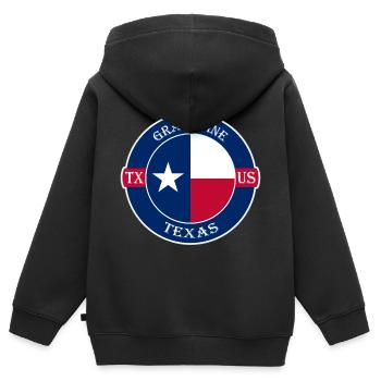 Grapevine Texas Flagge USA Reise Souvenir Abzeichen - Kinder Premium Organic Zip Hoodie - Schwarz - Hinten - AI Model Kid Male (0cm)