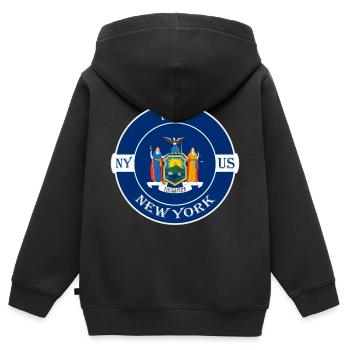 Troy New York Flagge USA Reise Souvenir Abzeichen - Kinder Premium Organic Zip Hoodie - Schwarz - Hinten - AI Model Kid Male (0cm)