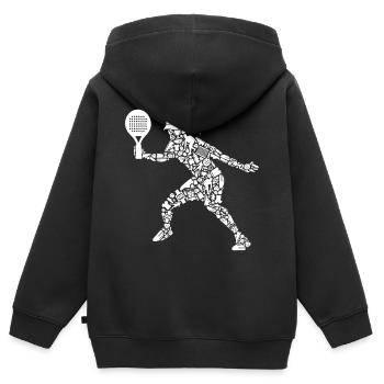 Padel Tennis Spieler Symbole Mädchen Padel - Kinder Premium Organic Zip Hoodie - Schwarz - Hinten - AI Model Kid Male (0cm)