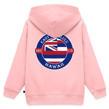 East Honolulu Hawaii Flag USA Souvenir Badge - Sweat Premium à capuche zippé enfant bio - rose - Dos - AI Model Kid Female (0cm)