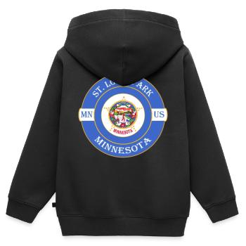 St. Louis Park Minnesota Flag USA Souvenir Logo - Sweat Premium à capuche zippé enfant bio - noir - Dos - AI Model Kid Male (0cm)