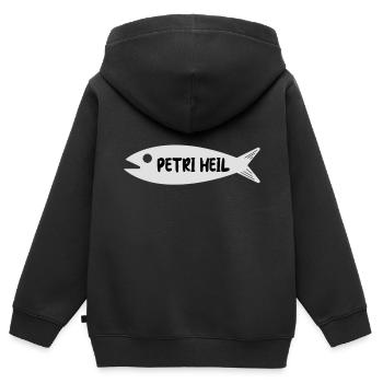 Petri Heil - Kinder Premium Organic Zip Hoodie - Schwarz - Hinten - AI Model Kid Male (0cm)