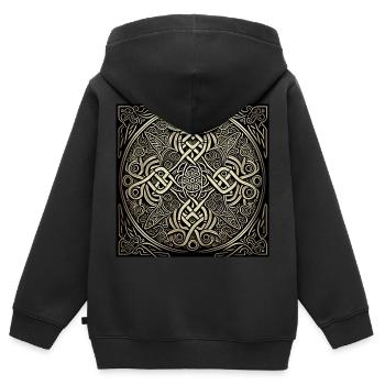 Keltisches Muster - Kinder Premium Organic Zip Hoodie - Schwarz - Hinten - AI Model Kid Male (0cm)