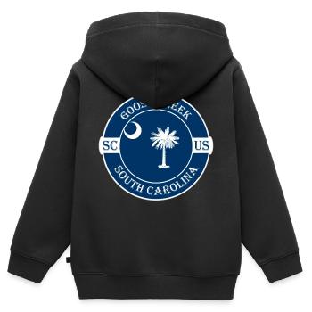 Goose Creek South Carolina Flag USA Souvenir - Kids Premium Organic Zip-up Hoodie - black - Back - AI Model Kid Male (0cm)