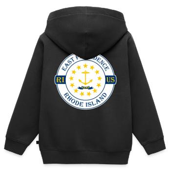 East Providence Rhode Island Flag USA Souvenir - Sweat Premium à capuche zippé enfant bio - noir - Dos - AI Model Kid Male (0cm)