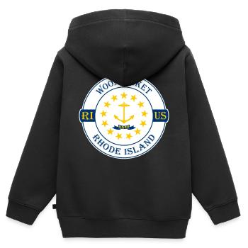 Woonsocket Rhode Island Flag USA Souvenir Badge - Sweat Premium à capuche zippé enfant bio - noir - Dos - AI Model Kid Male (0cm)