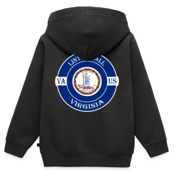 Linton Hall Virginia Flag USA Souvenir Badge - Sweat Premium à capuche zippé enfant bio - noir - Dos - AI Model Kid Male (0cm)