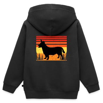 Lancashire Heeler Dog Love Silhouette Retro Sunset - Sweat Premium à capuche zippé enfant bio - noir - Dos - AI Model Kid Male (0cm)