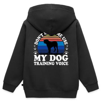 Alano Espanol Dog Lover Silhouette Vintage Sunset - Sweat Premium à capuche zippé enfant bio - noir - Dos - AI Model Kid Male (0cm)