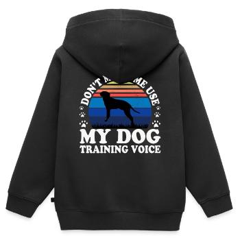 Braque Saint Germain Dog Silhouette Retro Coucher de soleil - Sweat Premium à capuche zippé enfant bio - noir - Dos - AI Model Kid Male (0cm)