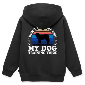 Chien de berger du Caucase Silhouette Rétro Coucher de soleil - Sweat Premium à capuche zippé enfant bio - noir - Dos - AI Model Kid Male (0cm)