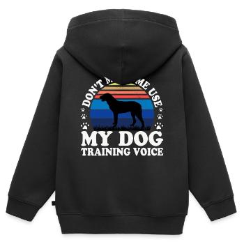 Cao De Castro Laboreiro Hund Silhouette Retro Sonne - Kinder Premium Organic Zip Hoodie - Schwarz - Hinten - AI Model Kid Male (0cm)