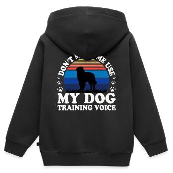 Chien de berger des Carpates Silhouette Rétro Coucher de soleil - Sweat Premium à capuche zippé enfant bio - noir - Dos - AI Model Kid Male (0cm)