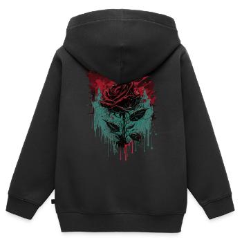 Rose - Sweat Premium à capuche zippé enfant bio - noir - Dos - AI Model Kid Male (0cm)