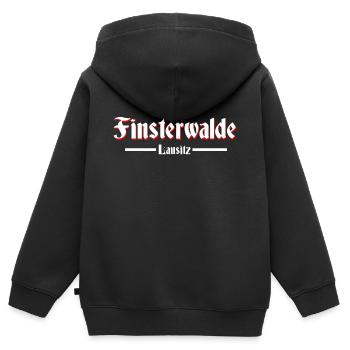 Finsterwalde altdeutsche Schrift - Kinder Premium Organic Zip Hoodie - Schwarz - Hinten - AI Model Kid Male (0cm)