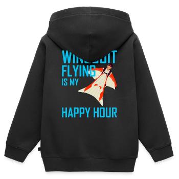 Wingsuit fliegen Base Jumping Fallschirmspringen Wingsuiting - Kinder Premium Organic Zip Hoodie - Schwarz - Hinten - AI Model Kid Male (0cm)