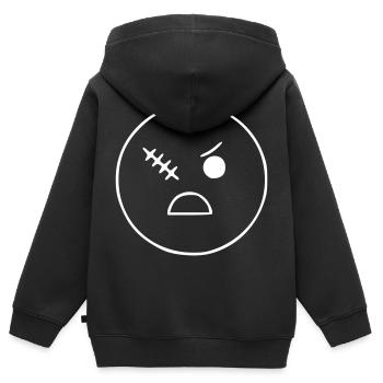 Emoji Sketch Scar Eye White - Kids Premium Organic Zip-up Hoodie - black - Back - AI Model Kid Male (0cm)