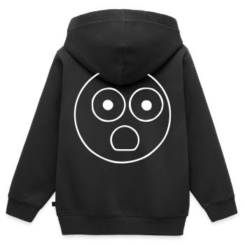 Emoji sketch blanc surpris - Sweat Premium à capuche zippé enfant bio - noir - Dos - AI Model Kid Male (0cm)