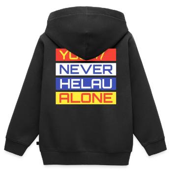 You Never Helau Alone - Kinder Premium Organic Zip Hoodie - Schwarz - Hinten - AI Model Kid Male (0cm)