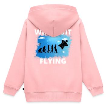 Wingsuit fliegen Base Jumping Fallschirmspringen Evolution - Kinder Premium Organic Zip Hoodie - Rosa - Hinten - AI Model Kid Female (0cm)