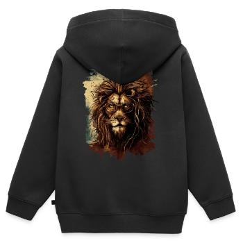 Professor Löwe - Kinder Premium Organic Zip Hoodie - Schwarz - Hinten - AI Model Kid Male (0cm)