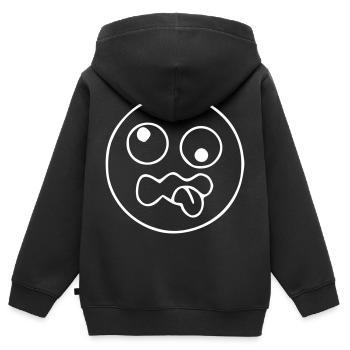 Emoji Skizze verrückt weiß - Kinder Premium Organic Zip Hoodie - Schwarz - Hinten - AI Model Kid Male (0cm)