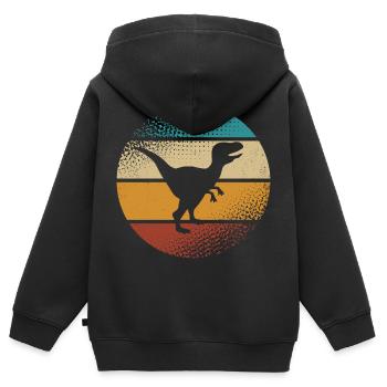 Velociraptor Dino Dinosaurier - Kinder Premium Organic Zip Hoodie - Schwarz - Hinten - AI Model Kid Male (0cm)
