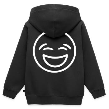 Emoji sketch rire blanc - Sweat Premium à capuche zippé enfant bio - noir - Dos - AI Model Kid Male (0cm)