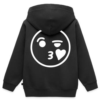 Emoji Skizze küssen weiß - Kinder Premium Organic Zip Hoodie - Schwarz - Hinten - AI Model Kid Male (0cm)
