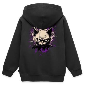 Méchant chat - Sweat Premium à capuche zippé enfant bio - noir - Dos - AI Model Kid Male (0cm)