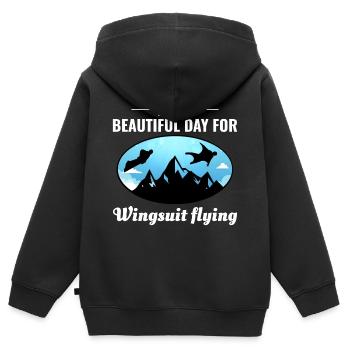 Wingsuit fliegen Base Jumping Fallschirmspringen Wingsuiting - Kinder Premium Organic Zip Hoodie - Schwarz - Hinten - AI Model Kid Male (0cm)