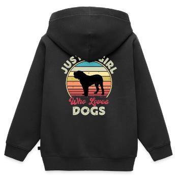 Alano Espanol Dog Lover Silhouette Vintage Sunset - Sweat Premium à capuche zippé enfant bio - noir - Dos - AI Model Kid Male (0cm)