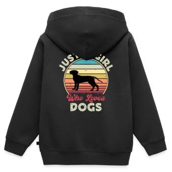 Bavarois untain Chien Chien Silhouette Rétro Soleil - Sweat Premium à capuche zippé enfant bio - noir - Dos - AI Model Kid Male (0cm)