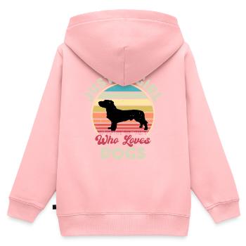 Basset Fauve De Bretagne Dog Silhouette Retro Sun - Kids Premium Organic Zip-up Hoodie - rose - Back - AI Model Kid Female (0cm)