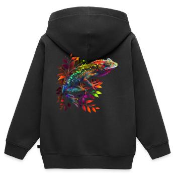 Cool Gecko Chameleon Design colorful - Kids Premium Organic Zip-up Hoodie - black - Back - AI Model Kid Male (0cm)
