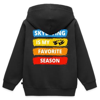 Fallschirmspringen Fallschirmspringen - Kinder Premium Organic Zip Hoodie - Schwarz - Hinten - AI Model Kid Male (0cm)