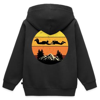 Fallschirmspringen Fallschirmspringen - Kinder Premium Organic Zip Hoodie - Schwarz - Hinten - AI Model Kid Male (0cm)