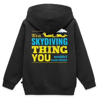 Fallschirmspringen Fallschirmspringen - Kinder Premium Organic Zip Hoodie - Schwarz - Hinten - AI Model Kid Male (0cm)