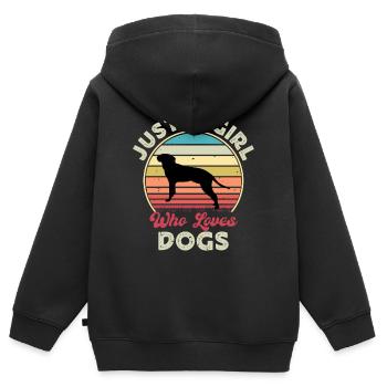 Braque Saint Germain Dog Silhouette Retro Coucher de soleil - Sweat Premium à capuche zippé enfant bio - noir - Dos - AI Model Kid Male (0cm)