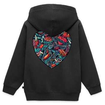 Herz - Kinder Premium Organic Zip Hoodie - Schwarz - Hinten - AI Model Kid Male (0cm)