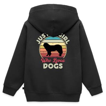 Chien de berger du Caucase Silhouette Rétro Coucher de soleil - Sweat Premium à capuche zippé enfant bio - noir - Dos - AI Model Kid Male (0cm)