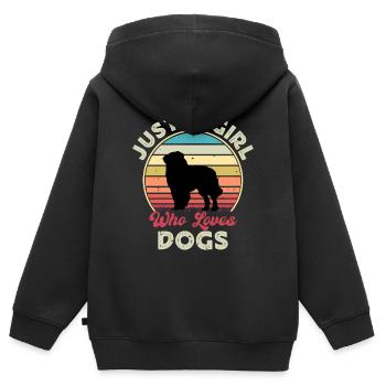 Chien de berger des Carpates Silhouette Rétro Coucher de soleil - Sweat Premium à capuche zippé enfant bio - noir - Dos - AI Model Kid Male (0cm)