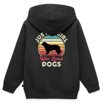Catalan Sheepdog Dog Lover Silhouette Retro Sunset - Kids Premium Organic Zip-up Hoodie - black - Back - AI Model Kid Male (0cm)