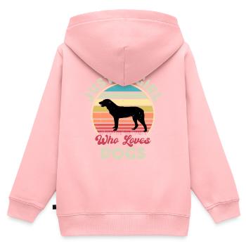 Cao De Castro Laboreiro Dog Silhouette Retro Sun - Kids Premium Organic Zip-up Hoodie - rose - Back - AI Model Kid Female (0cm)