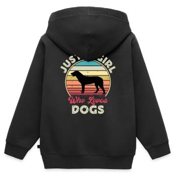 Cao De Castro Laboreiro Hund Silhouette Retro Sonne - Kinder Premium Organic Zip Hoodie - Schwarz - Hinten - AI Model Kid Male (0cm)
