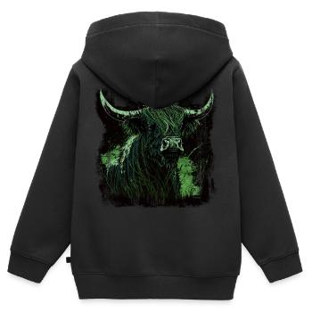 Schottisches Hochlandrind - Kinder Premium Organic Zip Hoodie - Schwarz - Hinten - AI Model Kid Male (0cm)